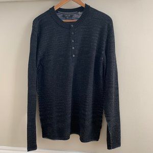 CHRISTOPHER FISCHER Space Dyed Henley Sweater in black XL